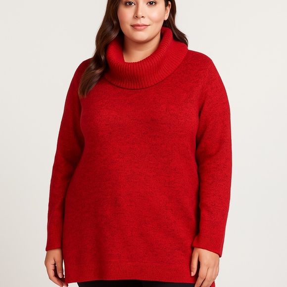 Lane Bryant Red Cowl Neck Tunic Sweater Size 18/20 - Picture 1 of 10